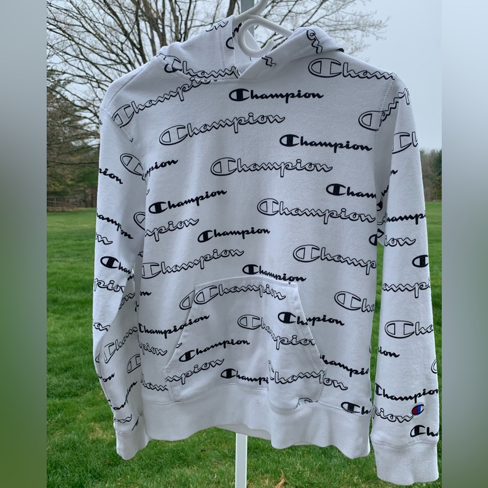 Champion white logo hoodie